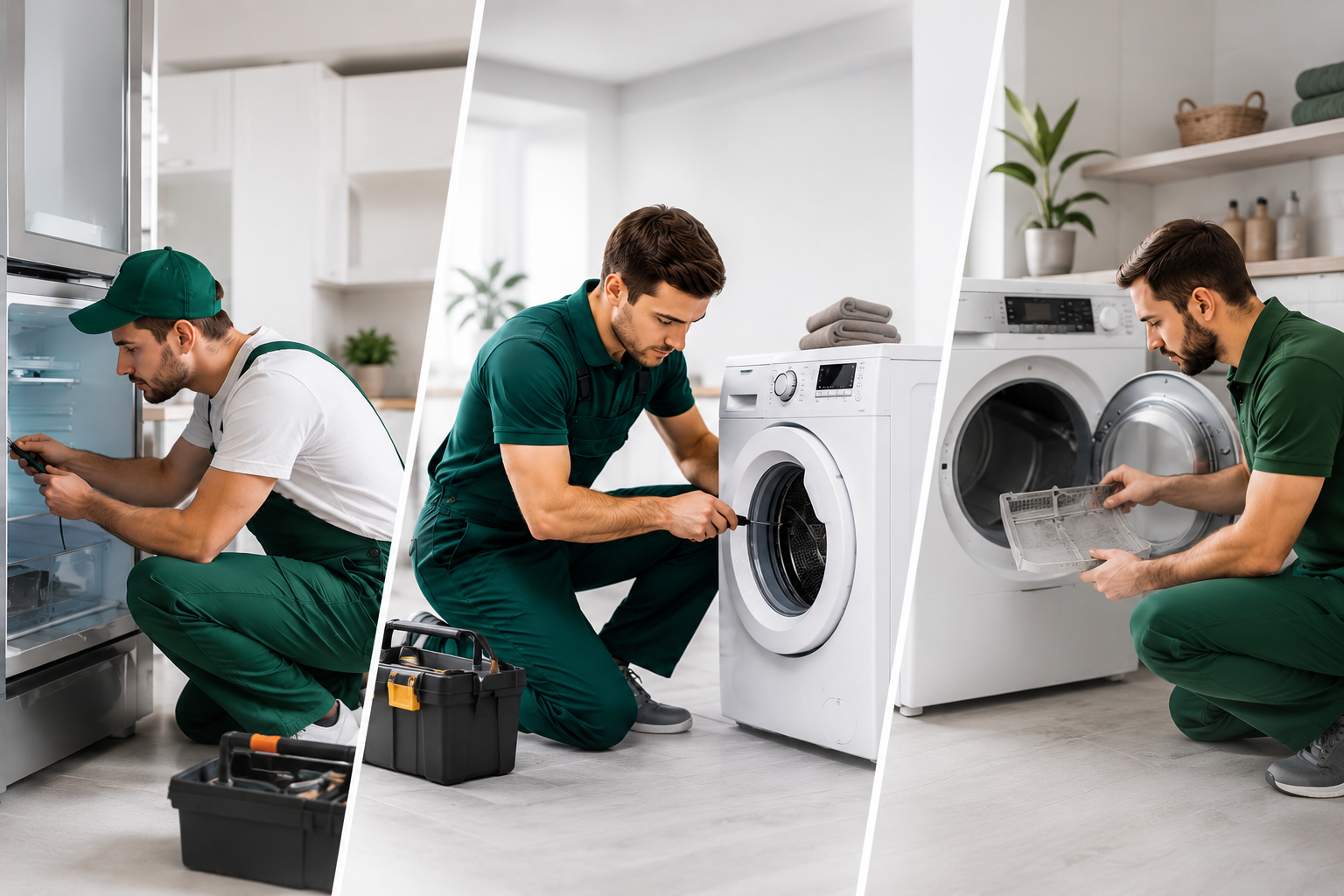 Technician repairing a washing machine